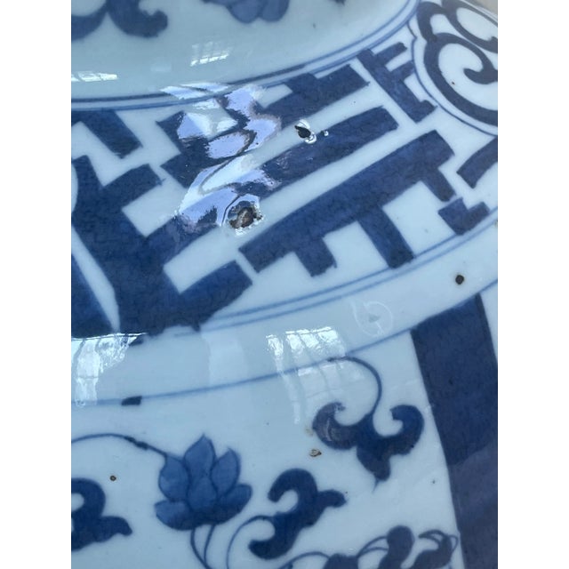 Large Blue & White Chinese Dragon & Phoenix Porcelain Floor Vases - Pair For Sale - Image 9 of 12