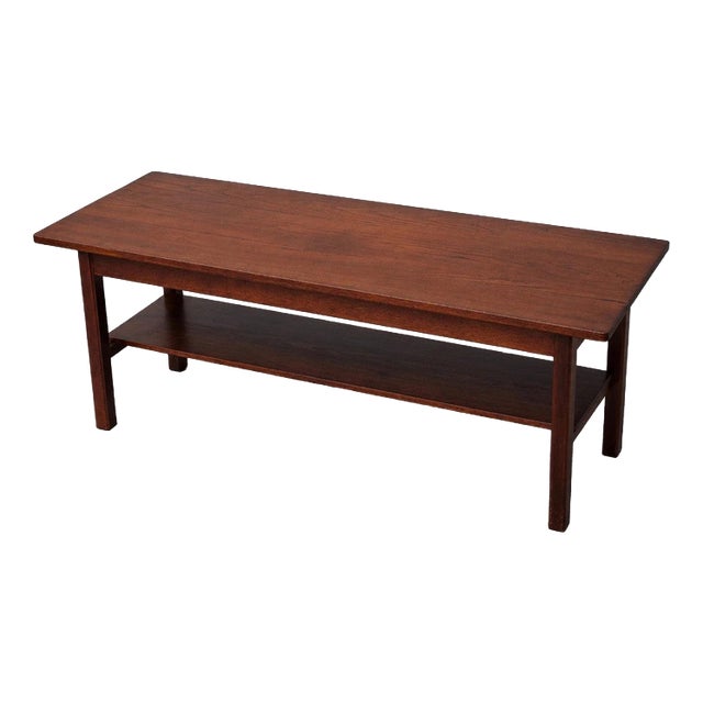 Mid-Century Teak Coffee Table with Undershelf Storage For Sale