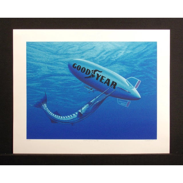 Realism Dallas John "Invasion of Privacy II" Goodyear Blimp Satirical Signed Ltd Ed Serigraph Unframed, 1979 For Sale - Image 3 of 6