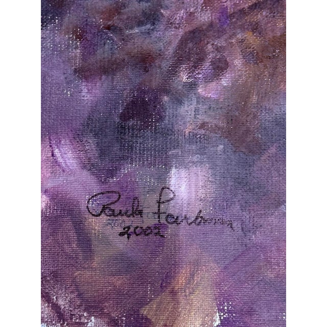 Early 21st Century Vintage Mother and Daughter Framed Purple Floral Portrait Painting, Signed For Sale - Image 5 of 6