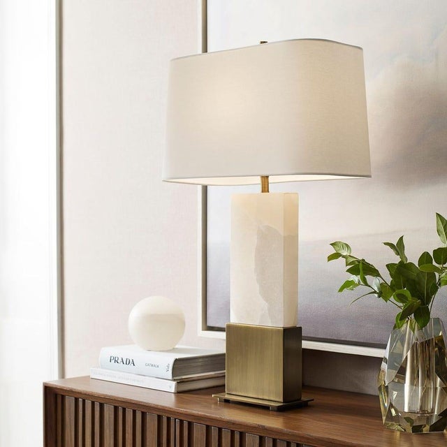 Contemporary White Alabaster Lamp For Sale - Image 3 of 8