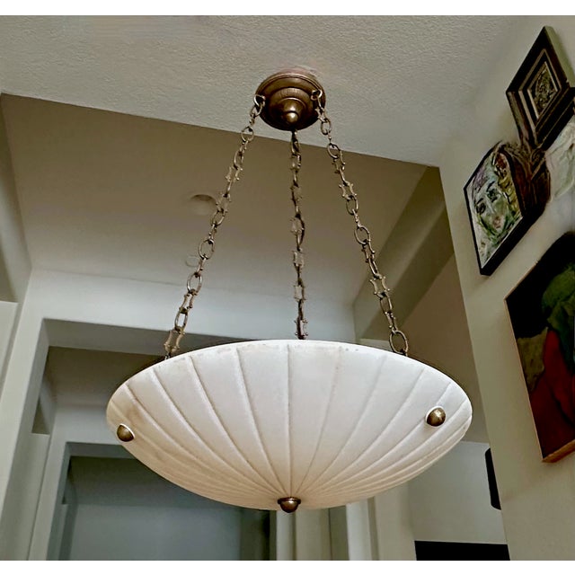 Directoire Style French Alabaster Pendant Chandelier For Sale - Image 9 of 18