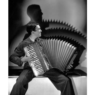 1936 "James Stewart and His Accordion" Black and White Photograph Print by Ted Allan For Sale
