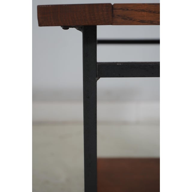 Brown Pair Stickley Charleston Forge Oak Iron End Tables For Sale - Image 8 of 12