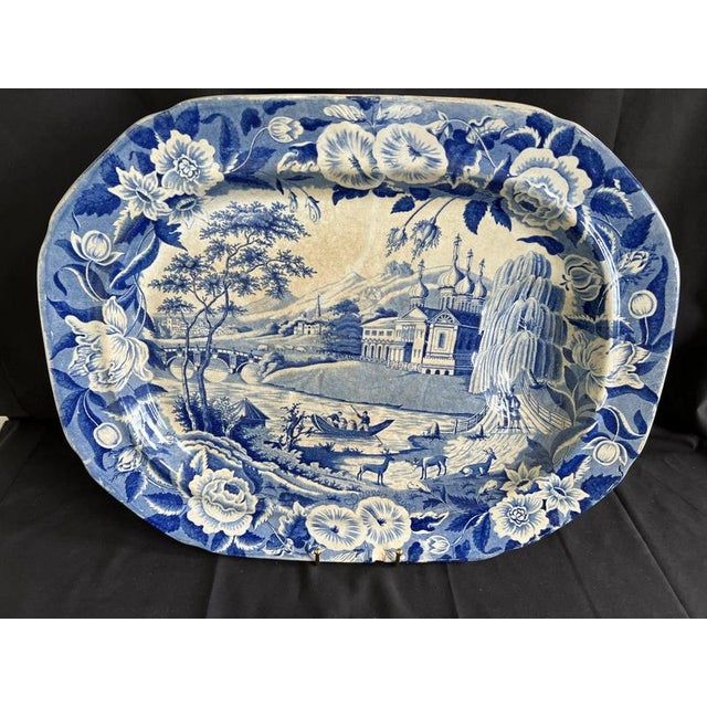 Antique English Blue and White Stoneware Meat Platters, Set of 4 For Sale - Image 13 of 18