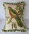 Fabulous wool needlepoint down and feather filled pillow of a colorful green parrot on a branch. Pillow is bordered with...