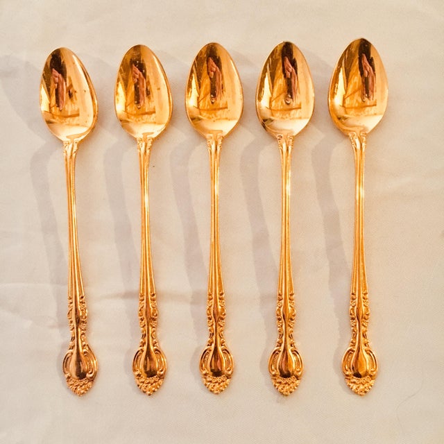 Gold Plated Iced Tea Spoons Set of 5 Chairish
