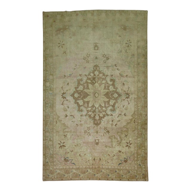 Vintage Zabihi Collection Soft Pink Turkish Room Size Rug - 7'11" x 12'1" For Sale