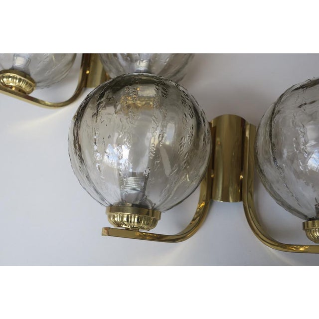 Brass & Glass Double Wall Lights, 1970s, Set of 2 For Sale - Image 5 of 14