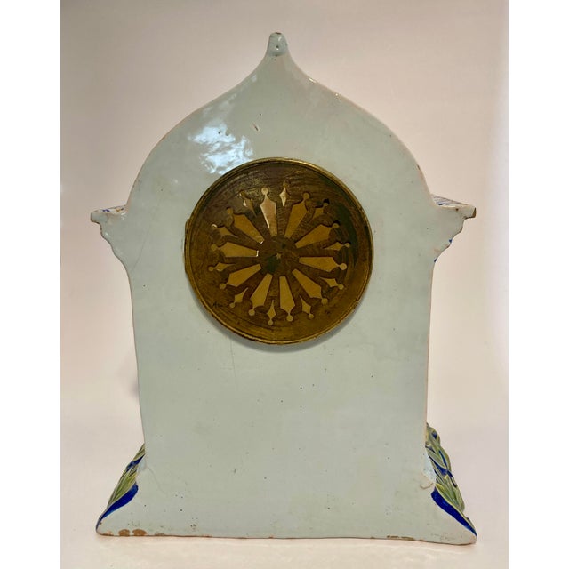 Ceramic Antique Quimper Porquier Beau French Faience Mantel Clock Bretons & Odet River For Sale - Image 7 of 18
