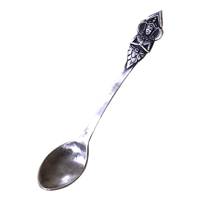Asian Deity Silver Salt Spoon For Sale