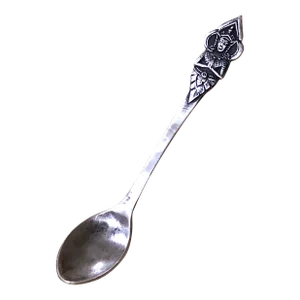 Asian Deity Silver Salt Spoon