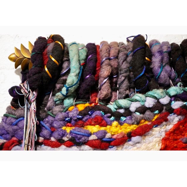 Mid 20th Century Marlen Richard, Large Handmade Tapestry Textile Wall Hanging Wool Mixed Media Marlene Richard For Sale - Image 4 of 18