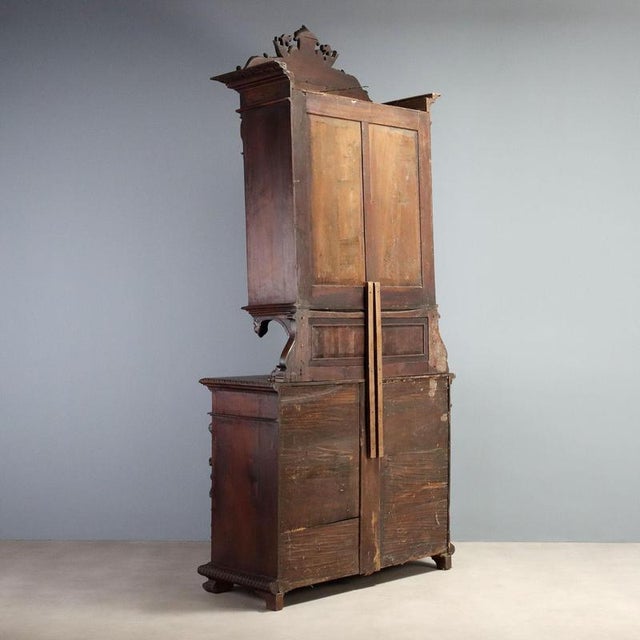Neo-Renaissance Style Walnut Double-Body Sideboard For Sale - Image 13 of 14