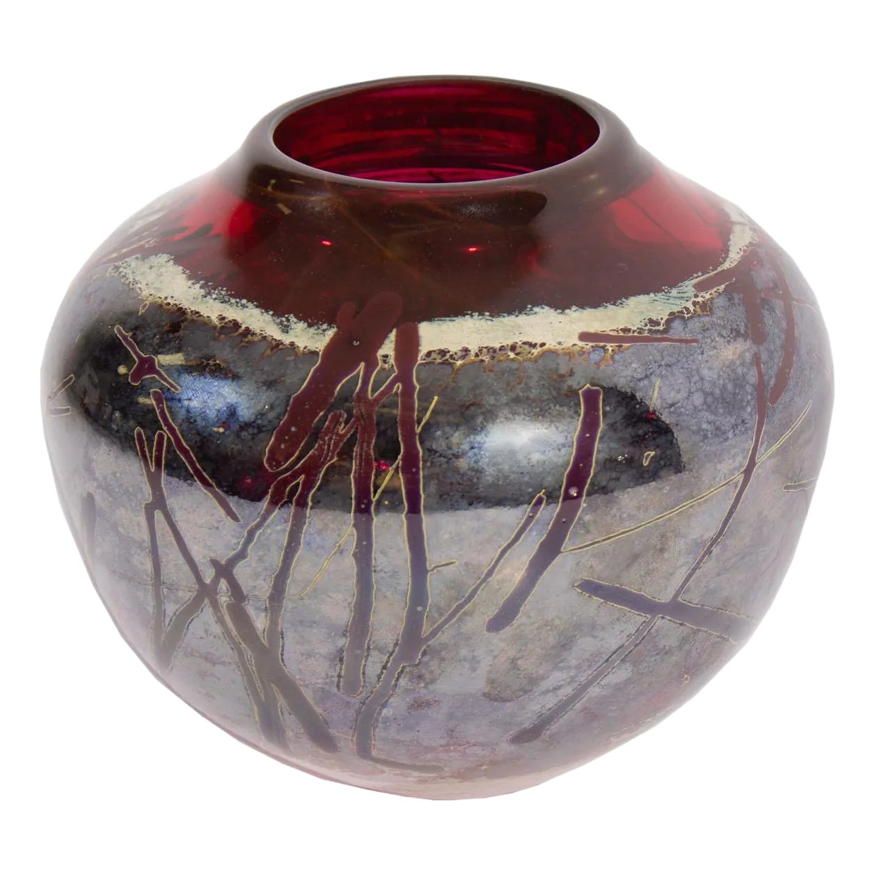 Mark Fowler Signed 1987 Art Glass Vase | Chairish
