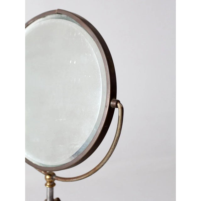 Metal Antique Brass Shaving Mirror Set For Sale - Image 7 of 13