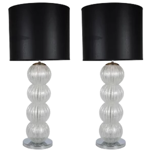 Murano Glass Table Lamps, 1970s, Set of 2