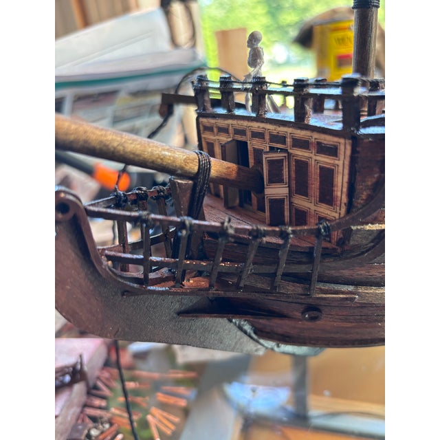 Wood Black Pearl Pirate Ship. For Sale - Image 7 of 7