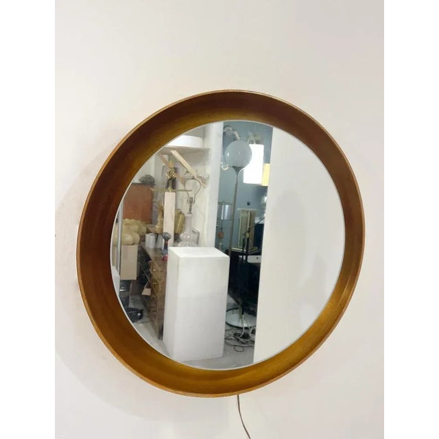 Wood Mid-Century Modern Gold Mirror in Wood, Italy, 1960s For Sale - Image 7 of 8