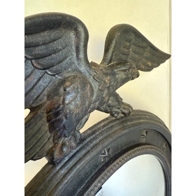 Federal Americana Cast Iron Round Mirror With Eagle and Stars For Sale In Los Angeles - Image 6 of 8