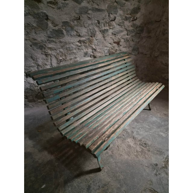 French Garden Bench in Wood and Iron, 1950s For Sale - Image 12 of 18