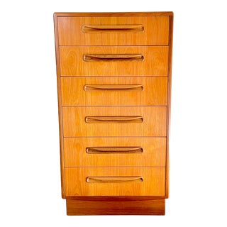 1960s Vintage Mid Century Danish Modern Teak G Plan Fresco Tallboy Dresser For Sale
