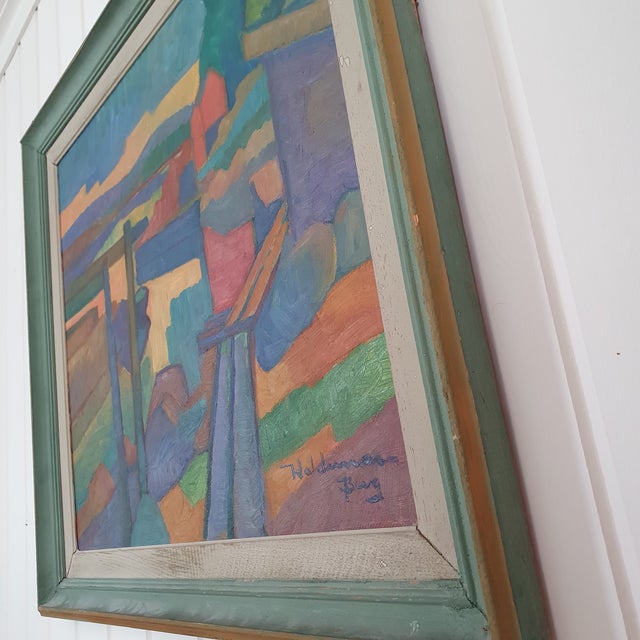 1947 Mid-Century Swedish Modernist Oil Painting by Waldemar Berg For Sale - Image 10 of 18