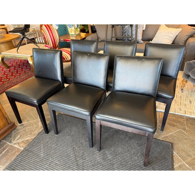 Traditional Room & Board Marie Leather Dining Chairs, Set of Six For Sale - Image 3 of 12