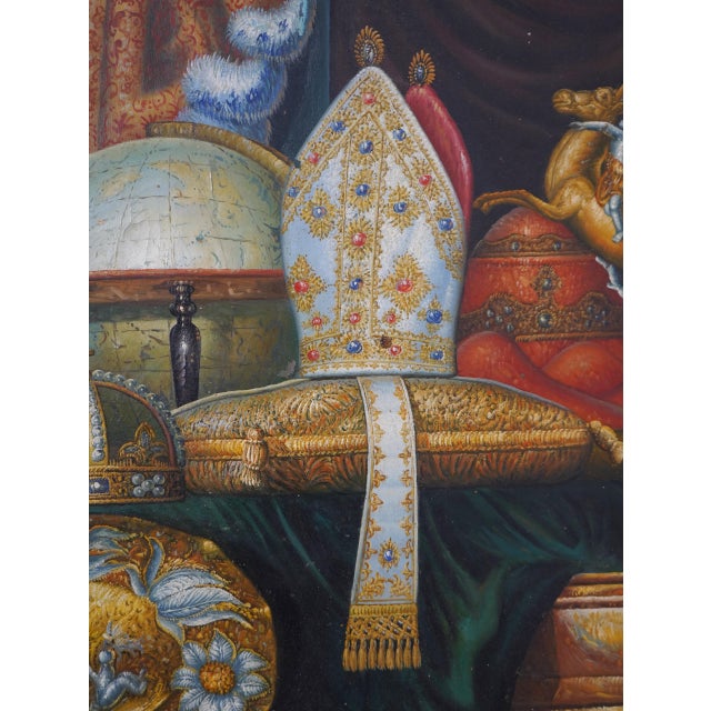 Large Oil Painting on Canvas of Treasure Room Signed For Sale - Image 11 of 13