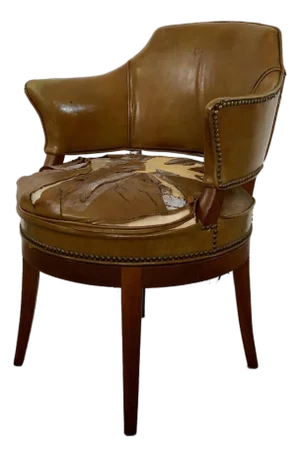 1960’s Mid-Century Modern Leather & Walnut Swivel Armchair