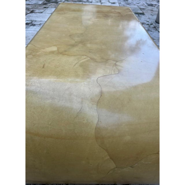 Mid-Century Modern Lacquered Goatskin Parchment Coffee Table, C. 1970's For Sale - Image 3 of 14