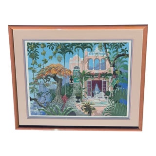 1980s John Kiraly Signed & Numbered "Poinciana Palace" Limited Edition Print For Sale
