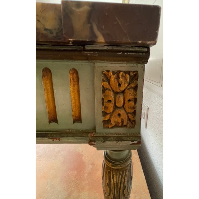 Wood 1920s French Louis XVI Marble Top Low Table For Sale - Image 7 of 8