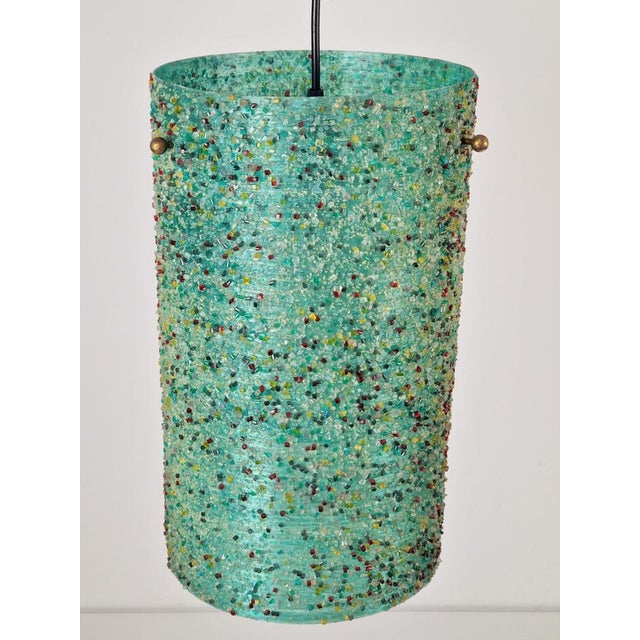 Polyester Green Sugar Tube Pendant Lamp, 1960s For Sale - Image 4 of 11