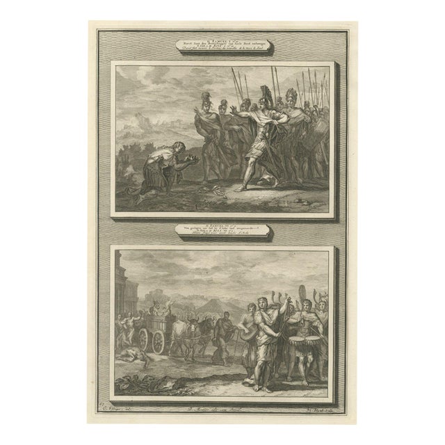 Pieter Mortier, Death of the Amalekite Messenger and Uzzah Struck Down, 1700, Engraving For Sale