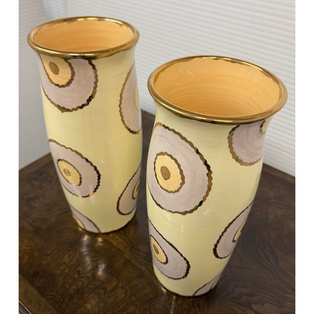 Sylvia Corrette Ceramic Bullseye Vases, Pair For Sale - Image 4 of 12