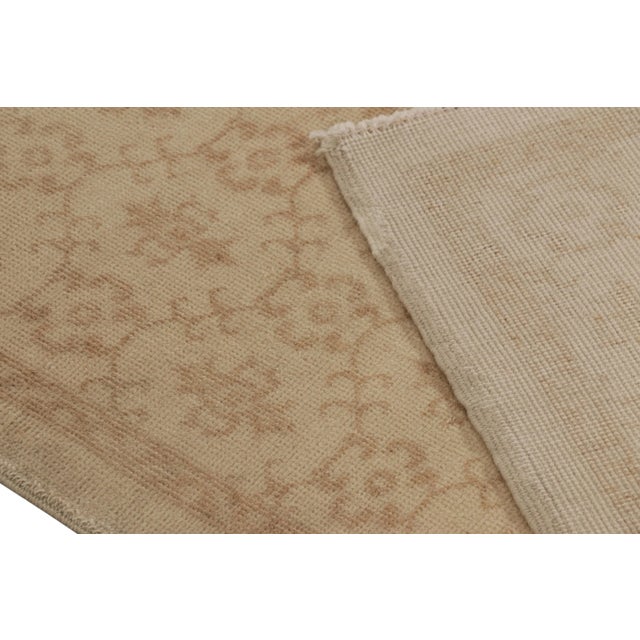 Beige Vintage Distressed Runner Rug, Beige-Brown Floral Geometric Pattern- Rug & Kilim For Sale - Image 8 of 8