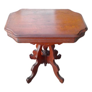 Antique Victorian Eastlake Solid Walnut Parlor Table 1870s For Sale