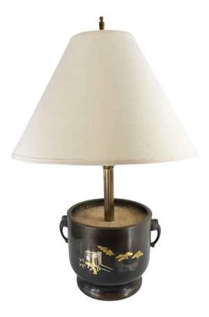 Japanese Mixed Metal Bronze Table Lamp