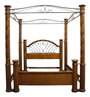 Thomasville Furniture Renaissance Collection Solid Oak Adjustable King / Queen Size Canopy Bed 34511-475