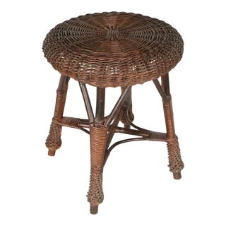 Wicker Stool Circa 1970's For Sale