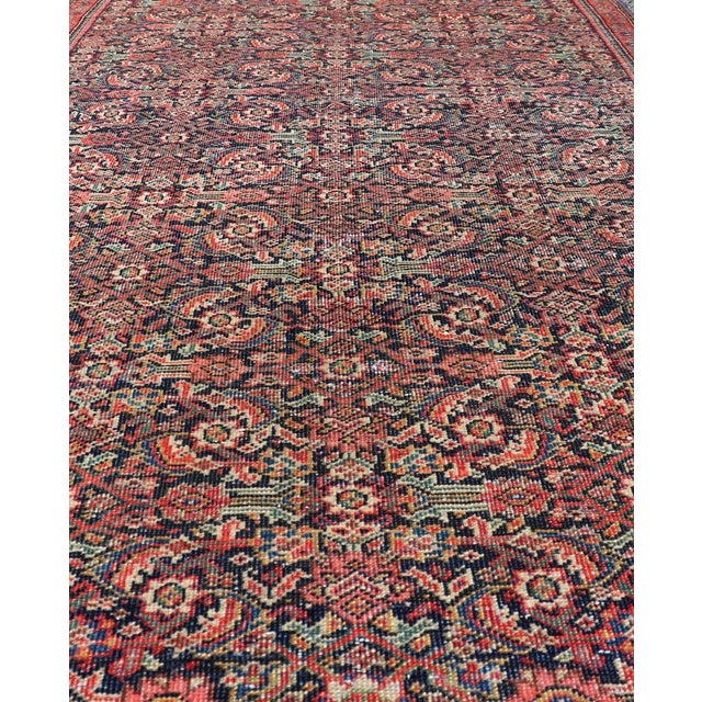 Antique Faraghan Fine Persian Rug in Navy Color Background and Jewel Tones 2'10 X 5'6 For Sale In Atlanta - Image 6 of 11