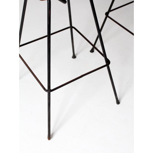 Brown Mid-Century Stools Pair For Sale - Image 8 of 17
