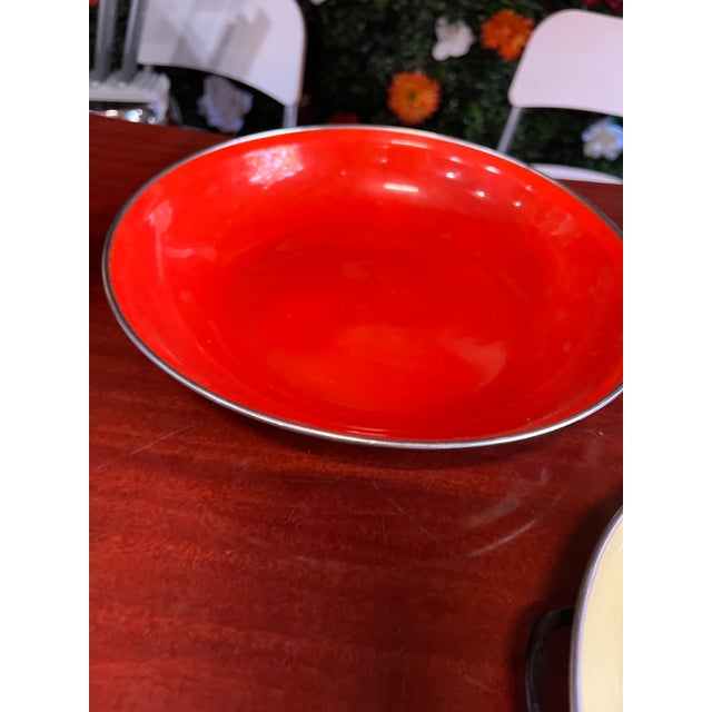 1970s Yugoslavia Collection of Enamel Bowls, Red, Yellow, Blue For Sale In Atlanta - Image 6 of 11