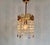 Art Nouveau Vintage Brass Crystal Mini Chandelier With Pink Purple Prisms For Sale - Image 3 of 13