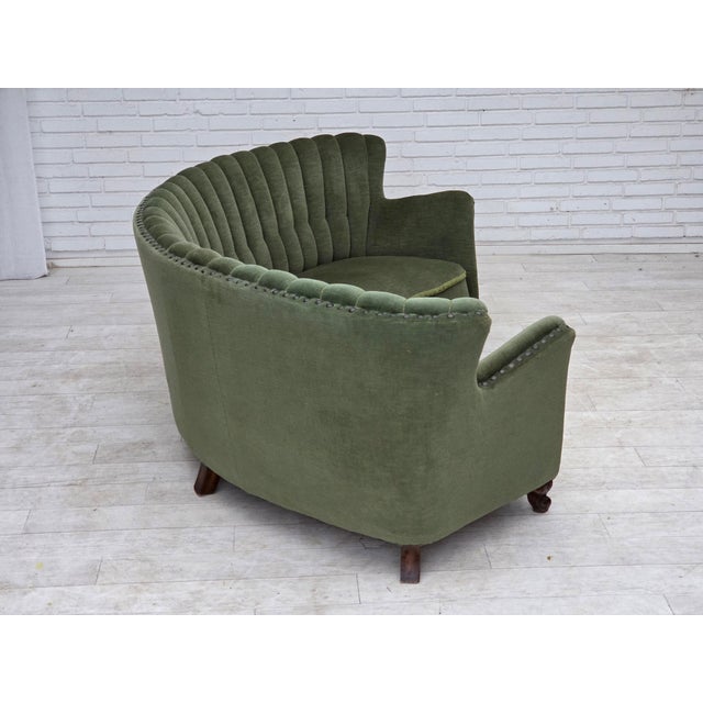 Danish Banan Three-Seater Corner Sofa with Velour Upholstery, 1950s For Sale - Image 15 of 18