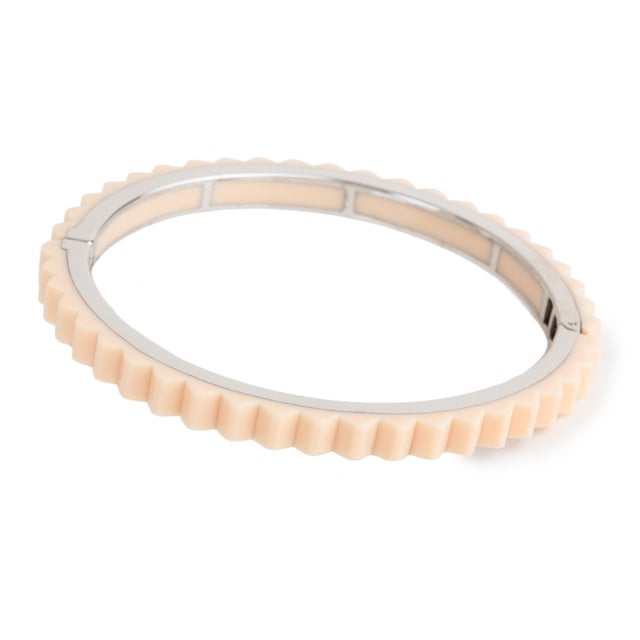 Cream Miriam Salat Accordion Stacking Magnetic Cuff Bangle For Sale - Image 8 of 18