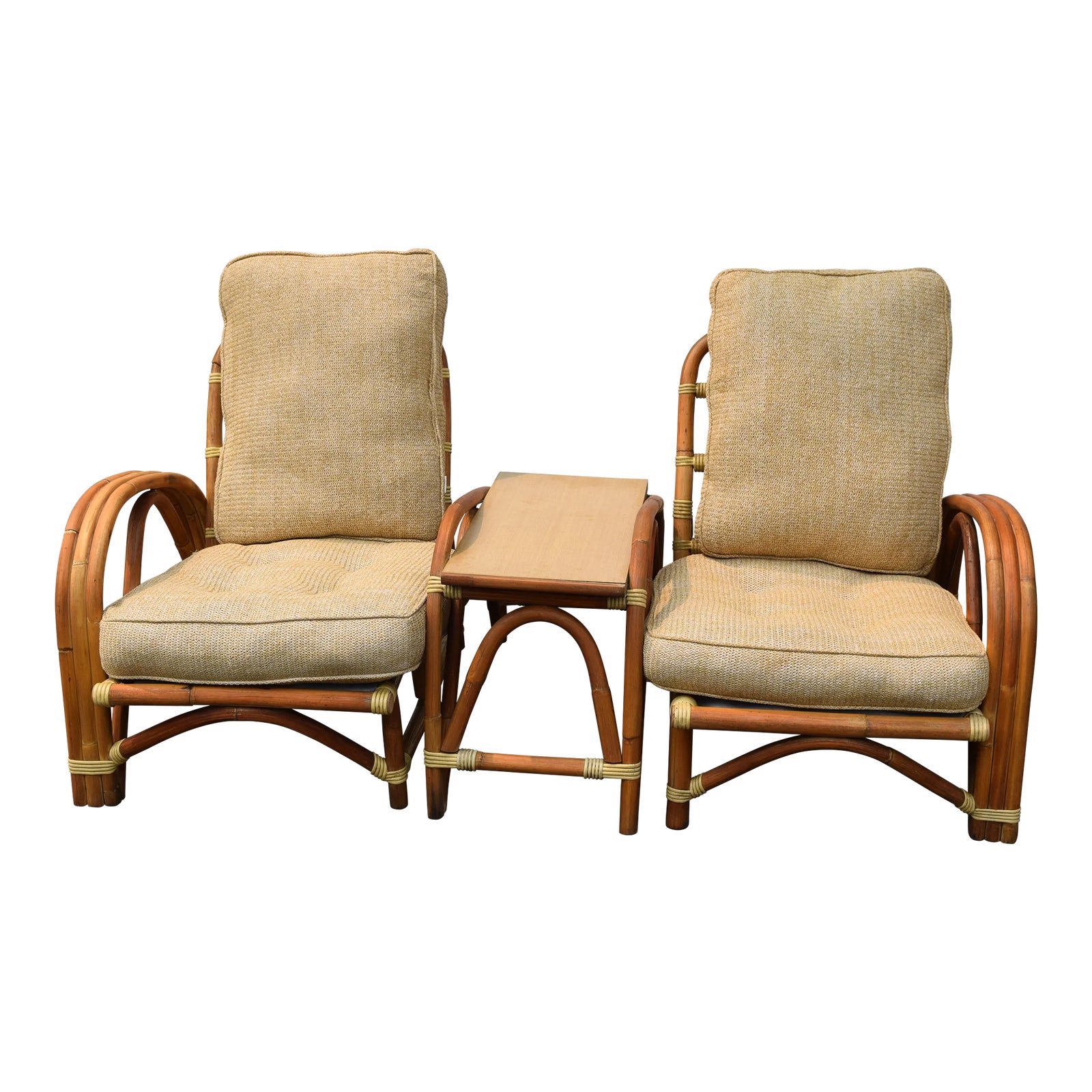 Vintage Ritts Tropitan Rattan Bamboo Bentwood Patio Set, 3 Pieces ...