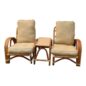 Vintage Ritts Tropitan Rattan Bamboo Bentwood Patio Set, 3 Pieces