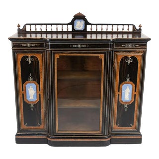 Early 19th Century English Regency Greek Revival Calamander and Jasperware Cabinet With Ivory Stringing For Sale